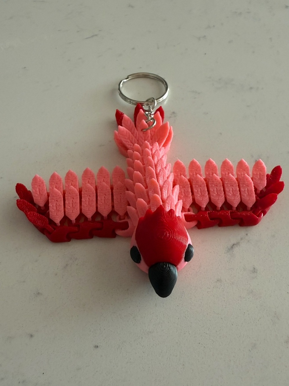 Pink & Red Parrot Keychain - Cute Bird Accessory - Picture 1 of 4